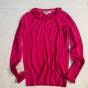 Boden women’s size 4 Pink Long Sleeve sweater with Ruffle Trim